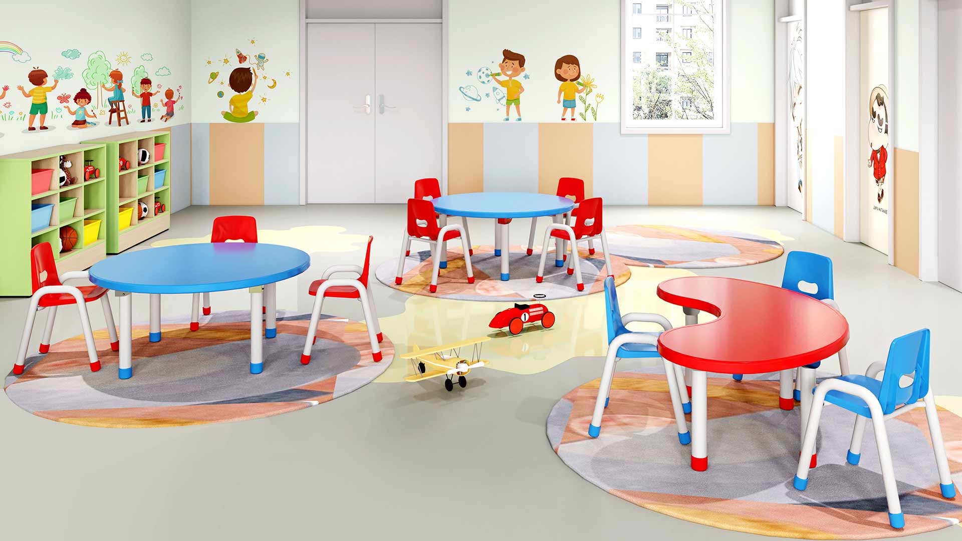 Bright and clean preschool classroom environment